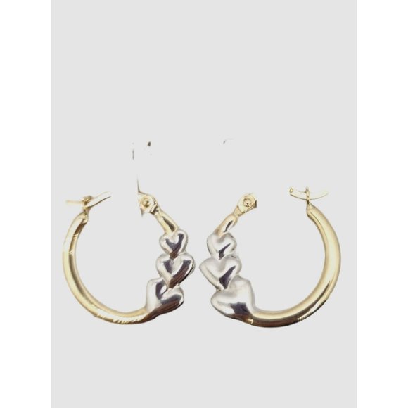 14K REAL GOLD Super Light Hollow Hearts Hoop Earrings - Picture 12 of 12